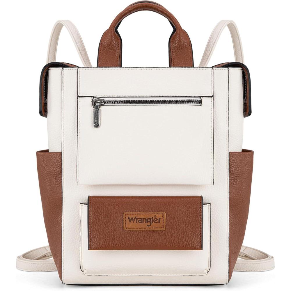 imageMontana West Wrangler Cow Print Backpack Purse for Women Vegan Leather Ladies Convertible Backpack Stylish Anti Theft Backpack with Adjustable StrapD Beige