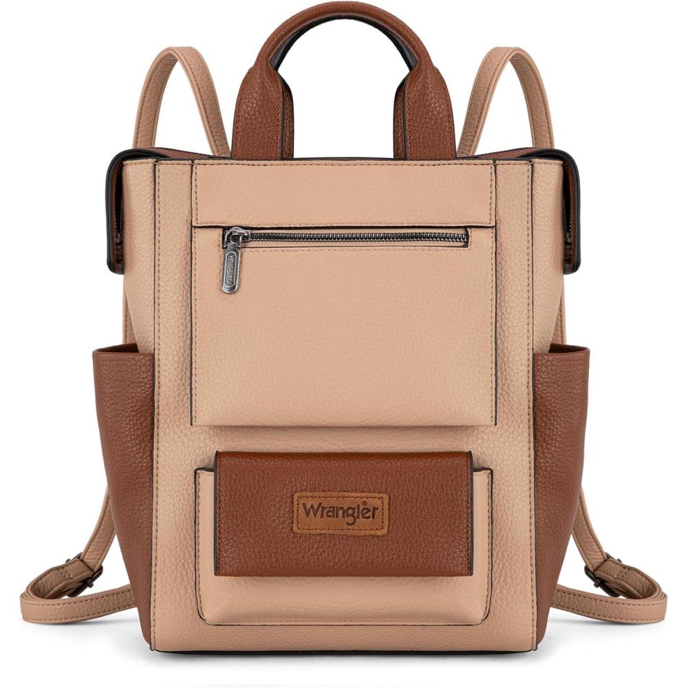 imageMontana West Wrangler Cow Print Backpack Purse for Women Vegan Leather Ladies Convertible Backpack Stylish Anti Theft Backpack with Adjustable StrapDclassic Tan
