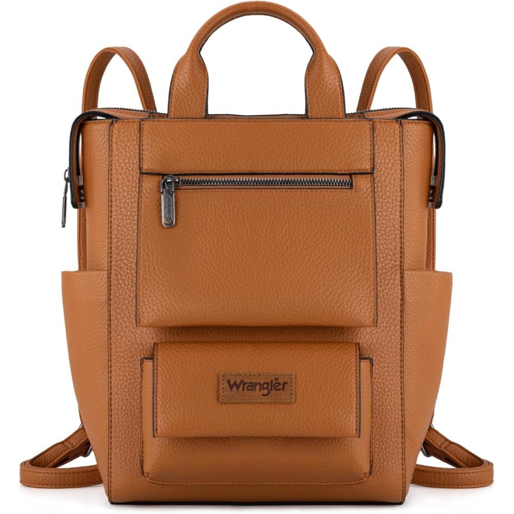 imageMontana West Wrangler Cow Print Backpack Purse for Women Vegan Leather Ladies Convertible Backpack Stylish Anti Theft Backpack with Adjustable StrapLight Brown