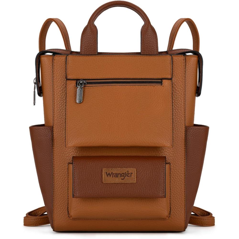 imageMontana West Wrangler Cow Print Backpack Purse for Women Vegan Leather Ladies Convertible Backpack Stylish Anti Theft Backpack with Adjustable StrapLight Brownbrown