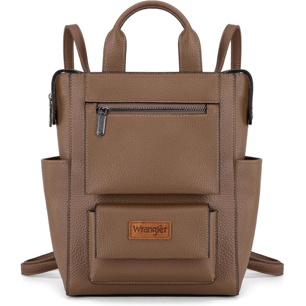 imageMontana West Wrangler Cow Print Backpack Purse for Women Vegan Leather Ladies Convertible Backpack Stylish Anti Theft Backpack with Adjustable StrapPatten Khaki