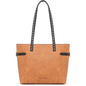 Montana West Minimalist Tote Bag for Women handbags Elegant Top Handle Satchel Purse Everyday(Amber Brown)
