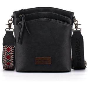 Montana West Multi Zip Pocket Large Crossbody Bag With Guitar Strap(A Classic Navy Blue)