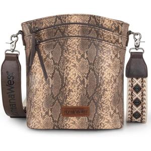 Montana West Multi Zip Pocket Large Crossbody Bag With Guitar Strap(C Khaki)