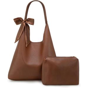 Montana West Slouchy Hobo Bag for Women Shoulder Purses and Handbags with Scarf(Dark Brown)