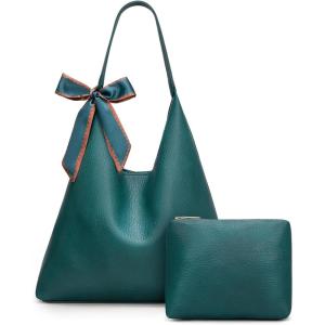 Montana West Slouchy Hobo Bag for Women Shoulder Purses and Handbags with Scarf(Teal Blue)