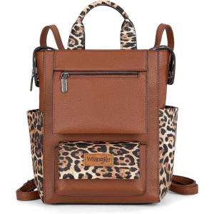 Montana West Wrangler Cow Print Backpack Purse for Women Vegan Leather Ladies Convertible Backpack Stylish Anti Theft Backpack with Adjustable Strap(A Patten Leopard Print)