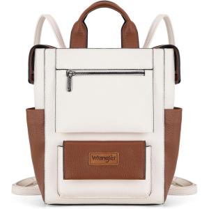 Montana West Wrangler Cow Print Backpack Purse for Women Vegan Leather Ladies Convertible Backpack Stylish Anti Theft Backpack with Adjustable Strap(D Beige)