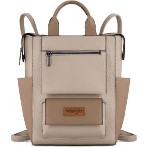 Montana West Wrangler Cow Print Backpack Purse for Women Vegan Leather Ladies Convertible Backpack Stylish Anti Theft Backpack with Adjustable Strap(Light Khaki)