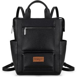 Montana West Wrangler Cow Print Backpack Purse for Women Vegan Leather Ladies Convertible Backpack Stylish Anti Theft Backpack with Adjustable Strap(Patten Black Black)