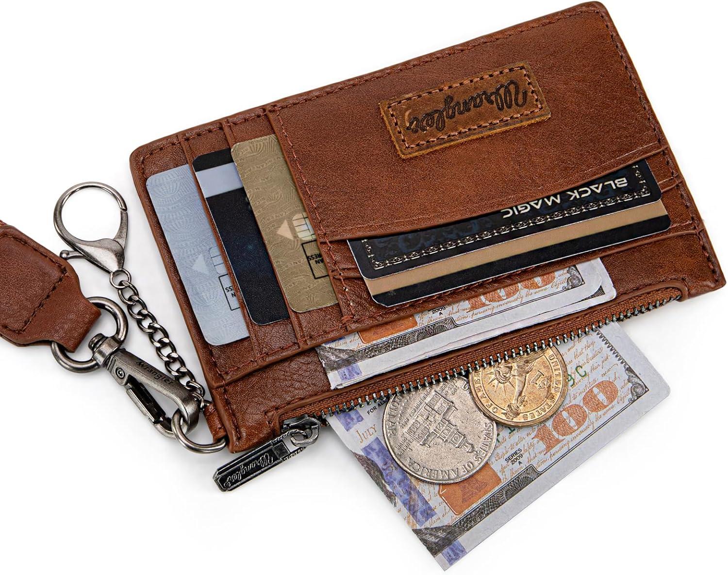 imageMontana West X Wrangler Credit Card Holders Slim Credit Card Holder Wallet Women RFID Card Holder Wallet Keychain WristletABrown