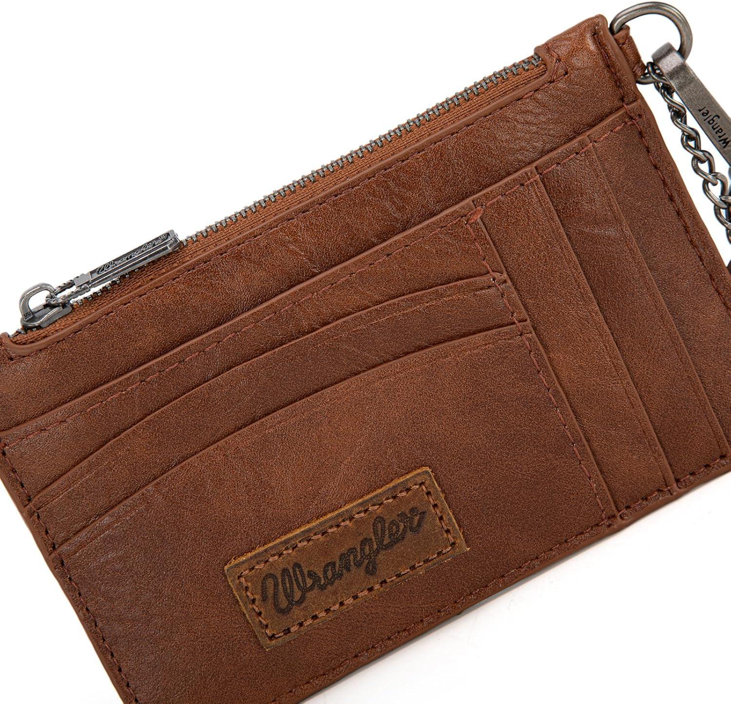 imageMontana West X Wrangler Credit Card Holders Slim Credit Card Holder Wallet Women RFID Card Holder Wallet Keychain WristletABrown