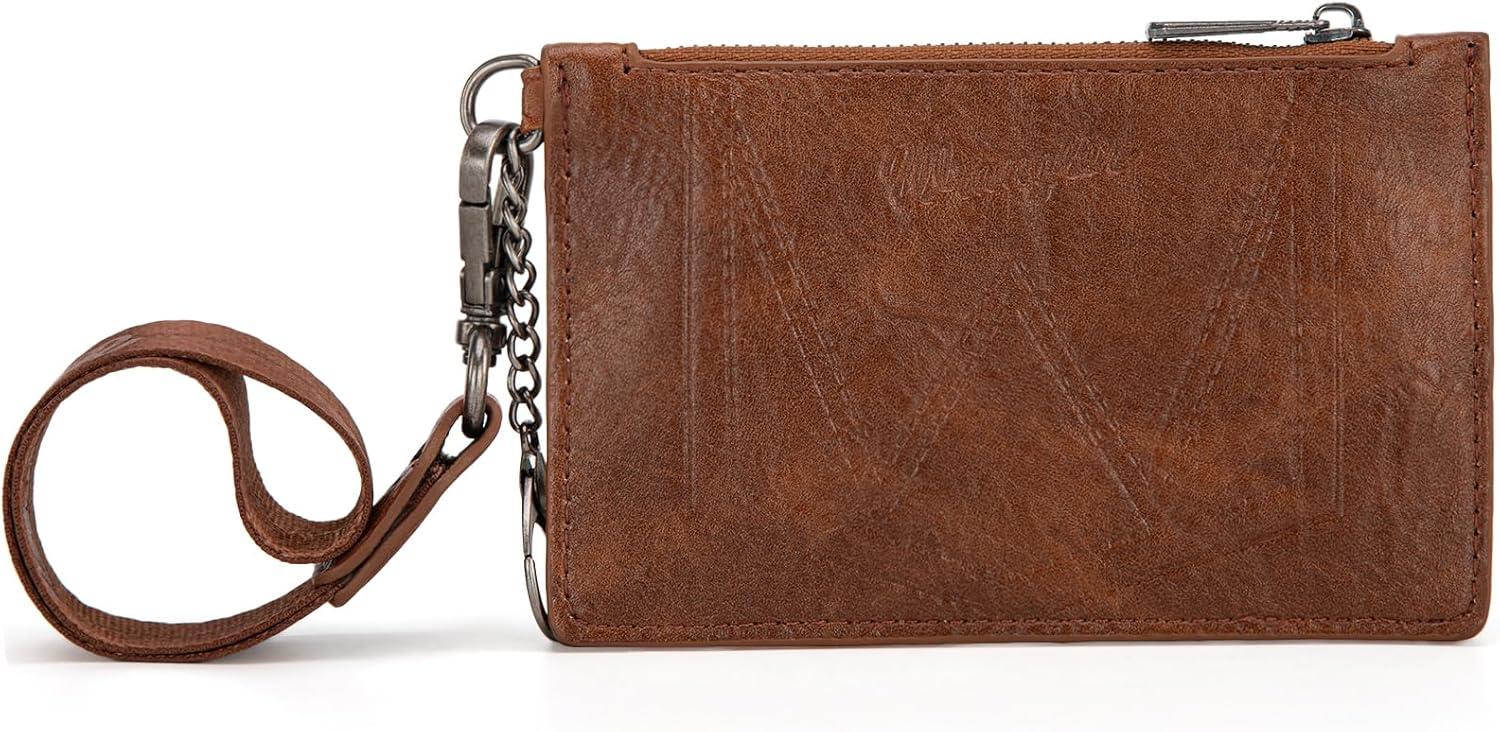 imageMontana West X Wrangler Credit Card Holders Slim Credit Card Holder Wallet Women RFID Card Holder Wallet Keychain WristletABrown