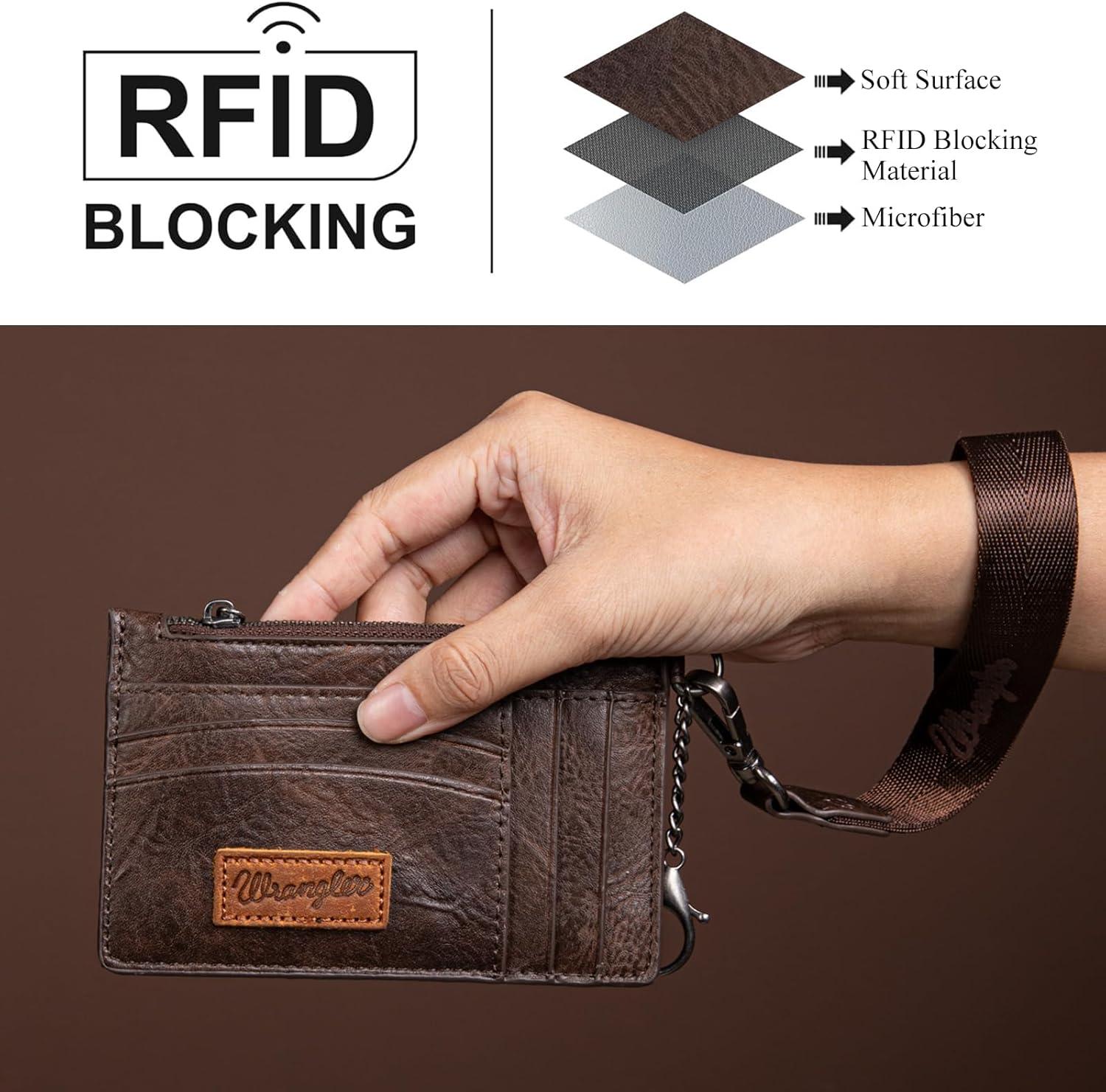 imageMontana West X Wrangler Credit Card Holders Slim Credit Card Holder Wallet Women RFID Card Holder Wallet Keychain WristletACoffee