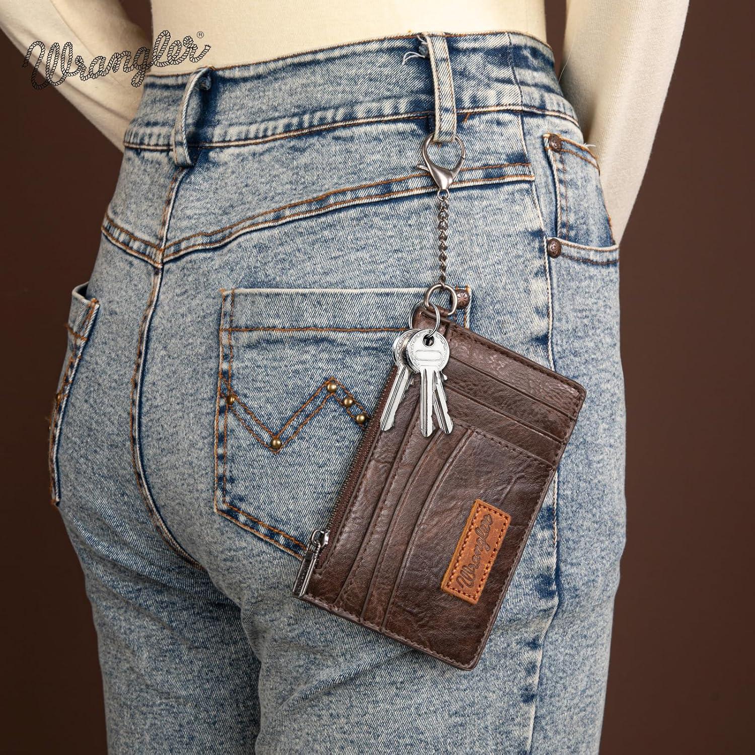 imageMontana West X Wrangler Credit Card Holders Slim Credit Card Holder Wallet Women RFID Card Holder Wallet Keychain WristletACoffee