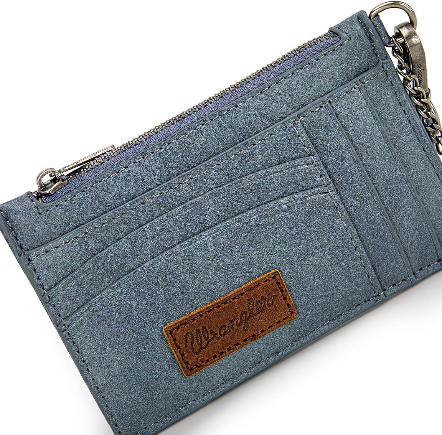 imageMontana West X Wrangler Credit Card Holders Slim Credit Card Holder Wallet Women RFID Card Holder Wallet Keychain WristletAJeen Blue