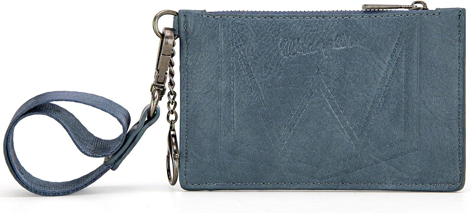imageMontana West X Wrangler Credit Card Holders Slim Credit Card Holder Wallet Women RFID Card Holder Wallet Keychain WristletAJeen Blue