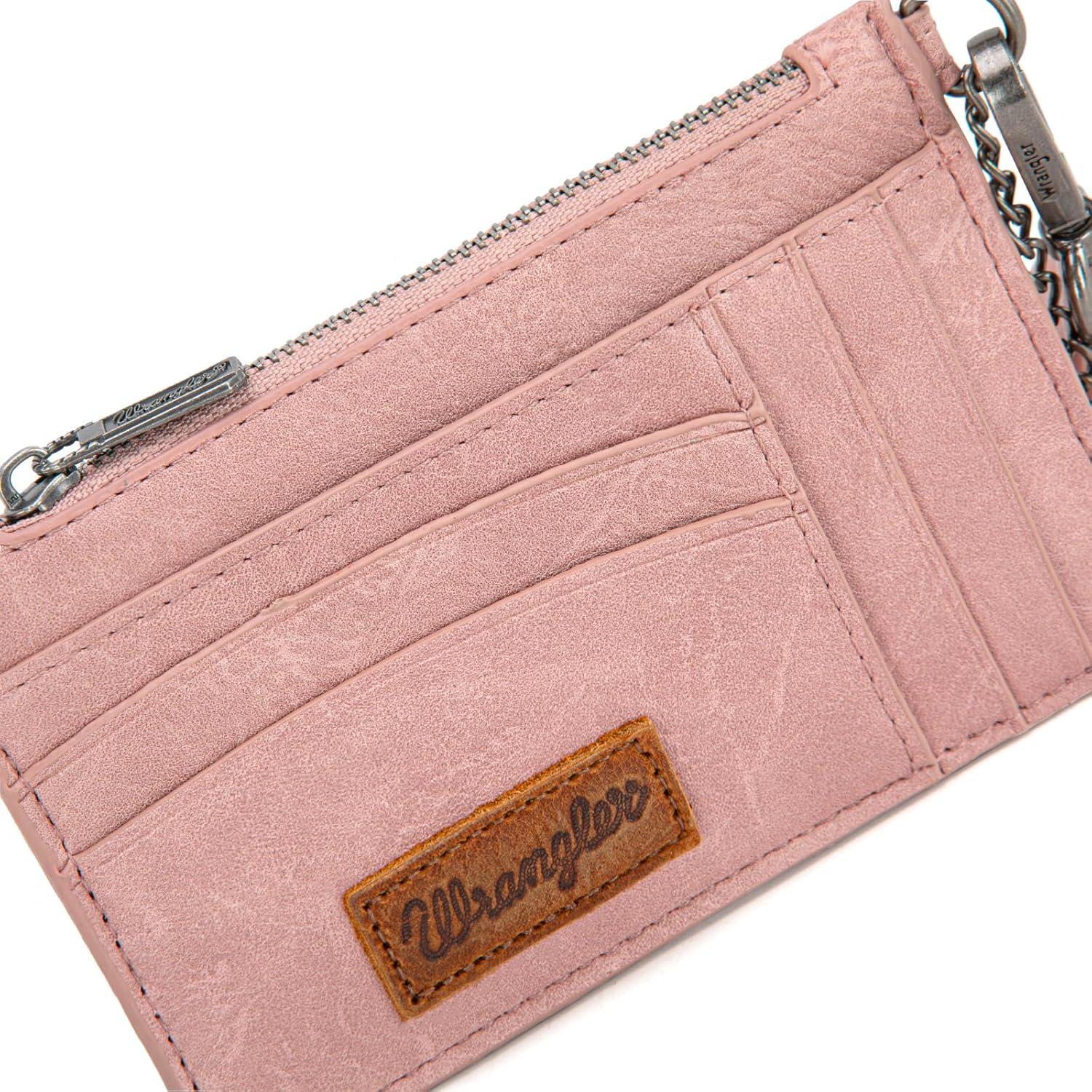 imageMontana West X Wrangler Credit Card Holders Slim Credit Card Holder Wallet Women RFID Card Holder Wallet Keychain WristletAPink