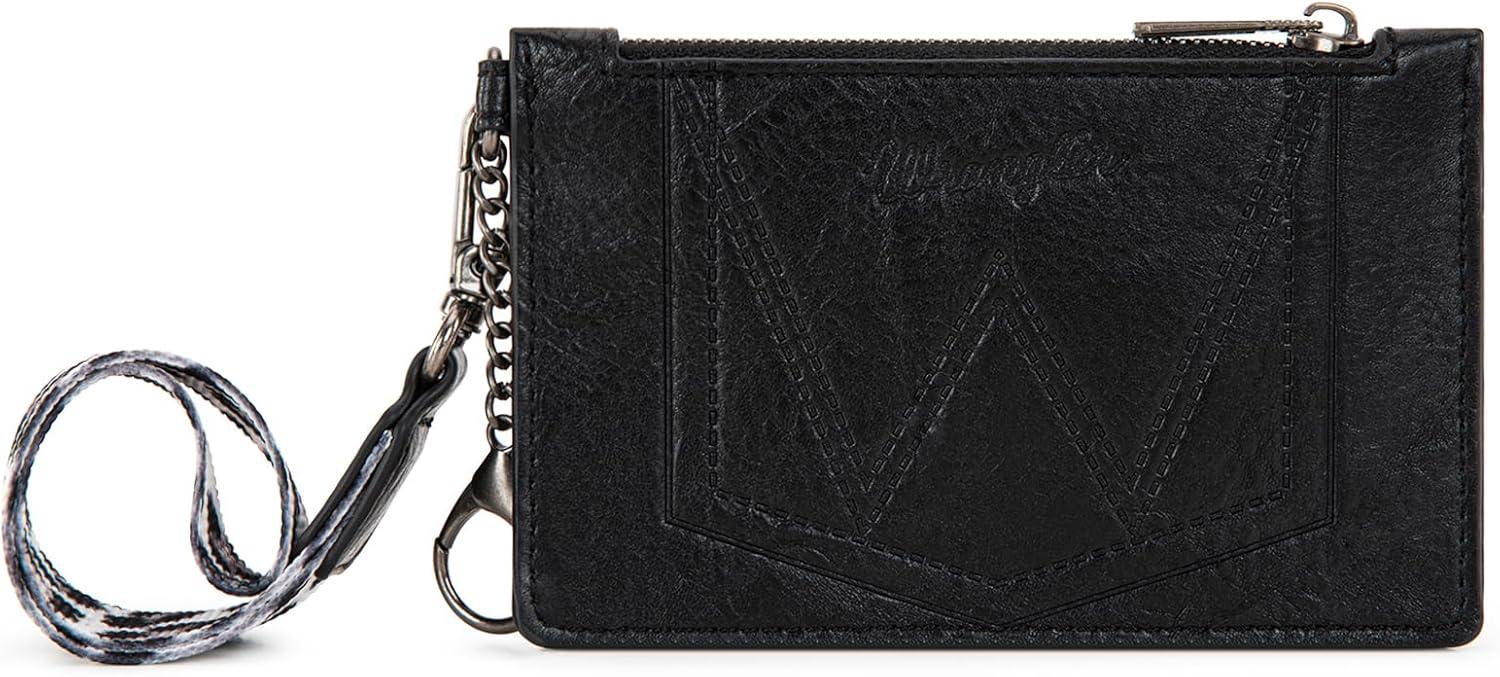 imageMontana West X Wrangler Credit Card Holders Slim Credit Card Holder Wallet Women RFID Card Holder Wallet Keychain WristletLeopardBlack