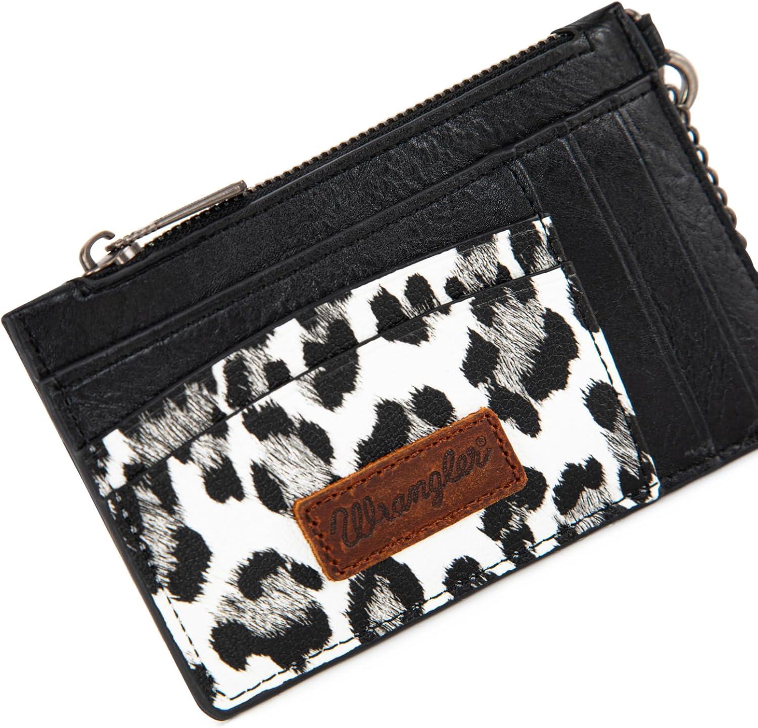 imageMontana West X Wrangler Credit Card Holders Slim Credit Card Holder Wallet Women RFID Card Holder Wallet Keychain WristletLeopardBlack