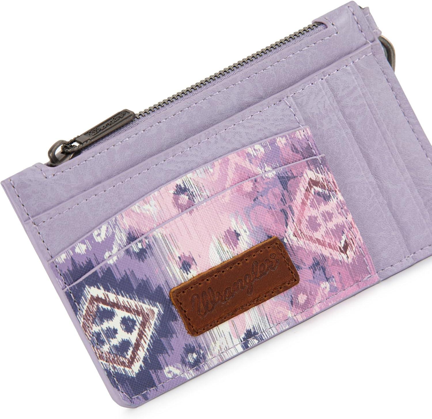 imageMontana West X Wrangler Credit Card Holders Slim Credit Card Holder Wallet Women RFID Card Holder Wallet Keychain WristletWestern AztecPurple