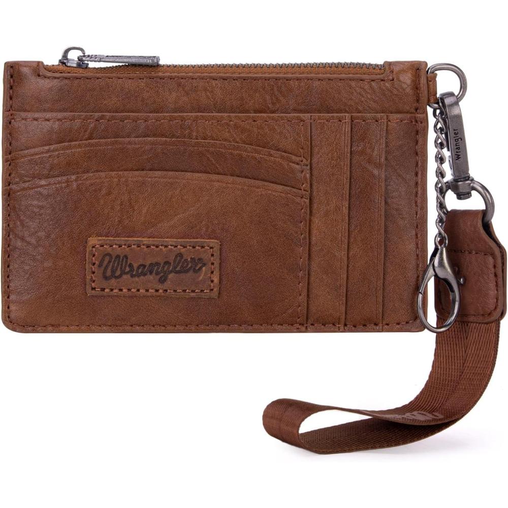 imageMontana West X Wrangler Credit Card Holders Slim Credit Card Holder Wallet Women RFID Card Holder Wallet Keychain WristletABrown