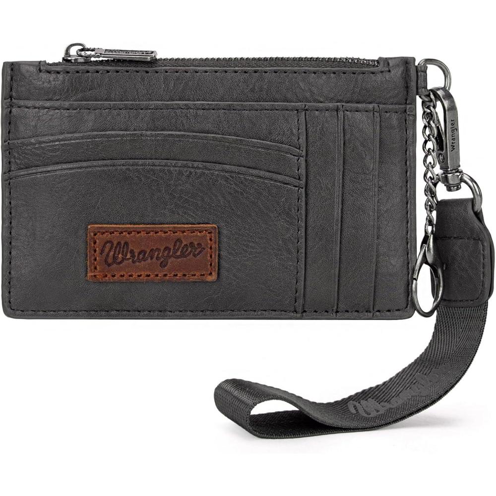 imageMontana West X Wrangler Credit Card Holders Slim Credit Card Holder Wallet Women RFID Card Holder Wallet Keychain WristletAGrey