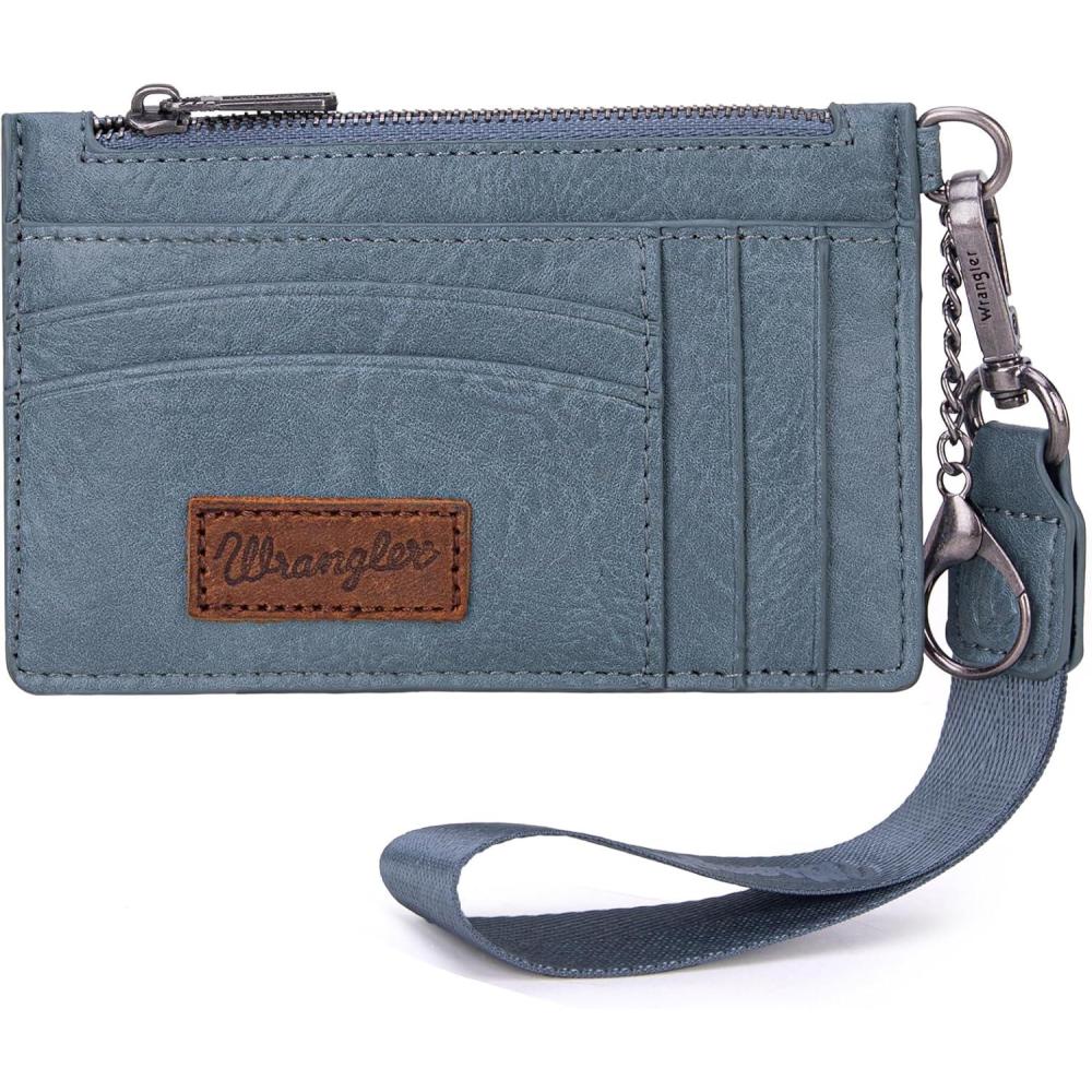 imageMontana West X Wrangler Credit Card Holders Slim Credit Card Holder Wallet Women RFID Card Holder Wallet Keychain WristletAJeen Blue