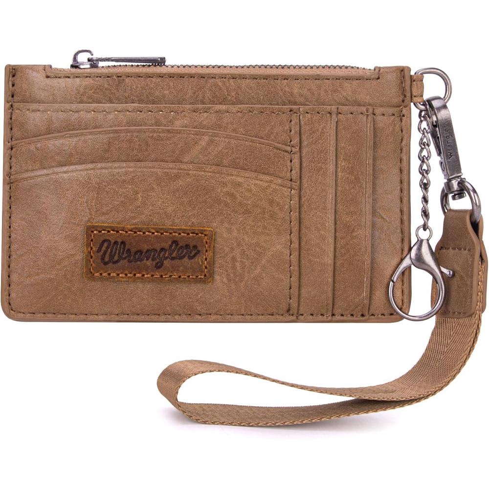 imageMontana West X Wrangler Credit Card Holders Slim Credit Card Holder Wallet Women RFID Card Holder Wallet Keychain WristletAKhaki
