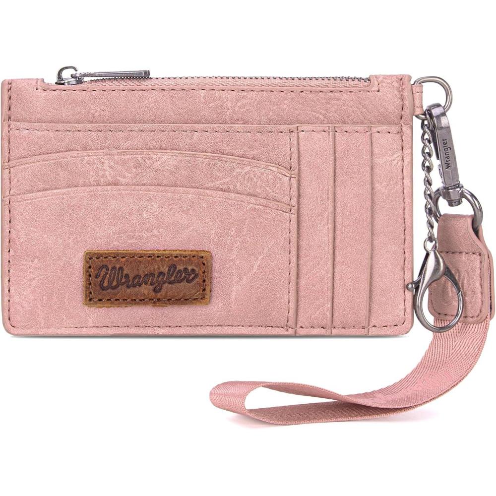 imageMontana West X Wrangler Credit Card Holders Slim Credit Card Holder Wallet Women RFID Card Holder Wallet Keychain WristletAPink