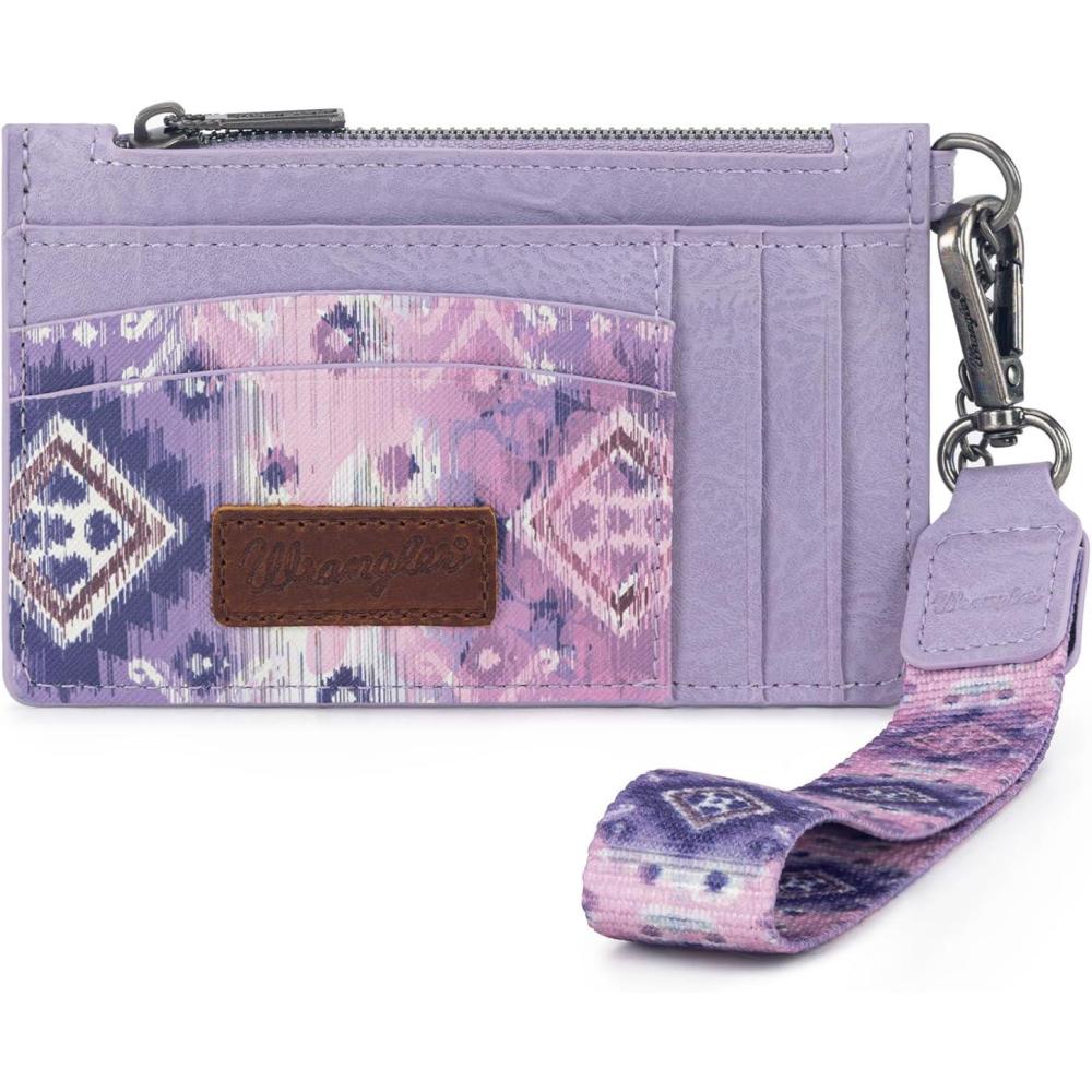 imageMontana West X Wrangler Credit Card Holders Slim Credit Card Holder Wallet Women RFID Card Holder Wallet Keychain WristletWestern AztecPurple