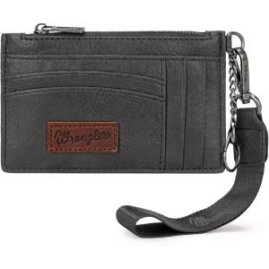 Montana West X Wrangler Credit Card Holders Slim Credit Card Holder Wallet Women RFID Card Holder Wallet Keychain Wristlet(A-Grey)