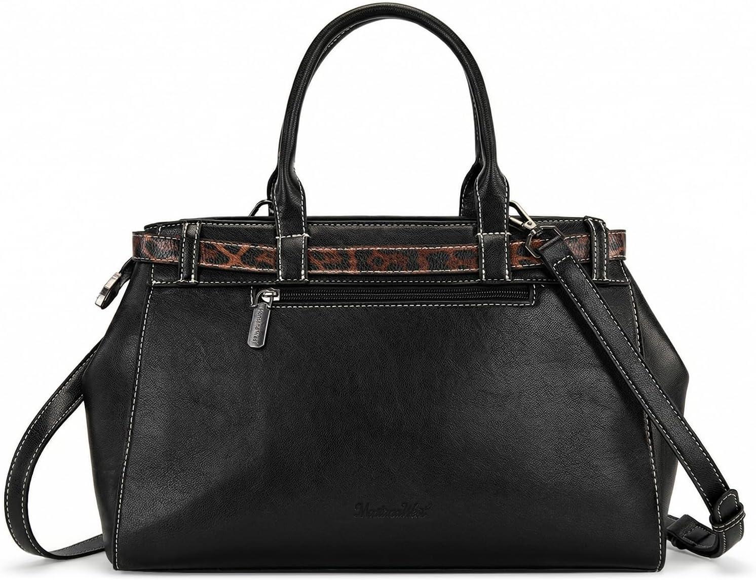 imageRetro Y2K Handbag Leopard Belt Tote Bag for Women with Crossbody StrapBlack
