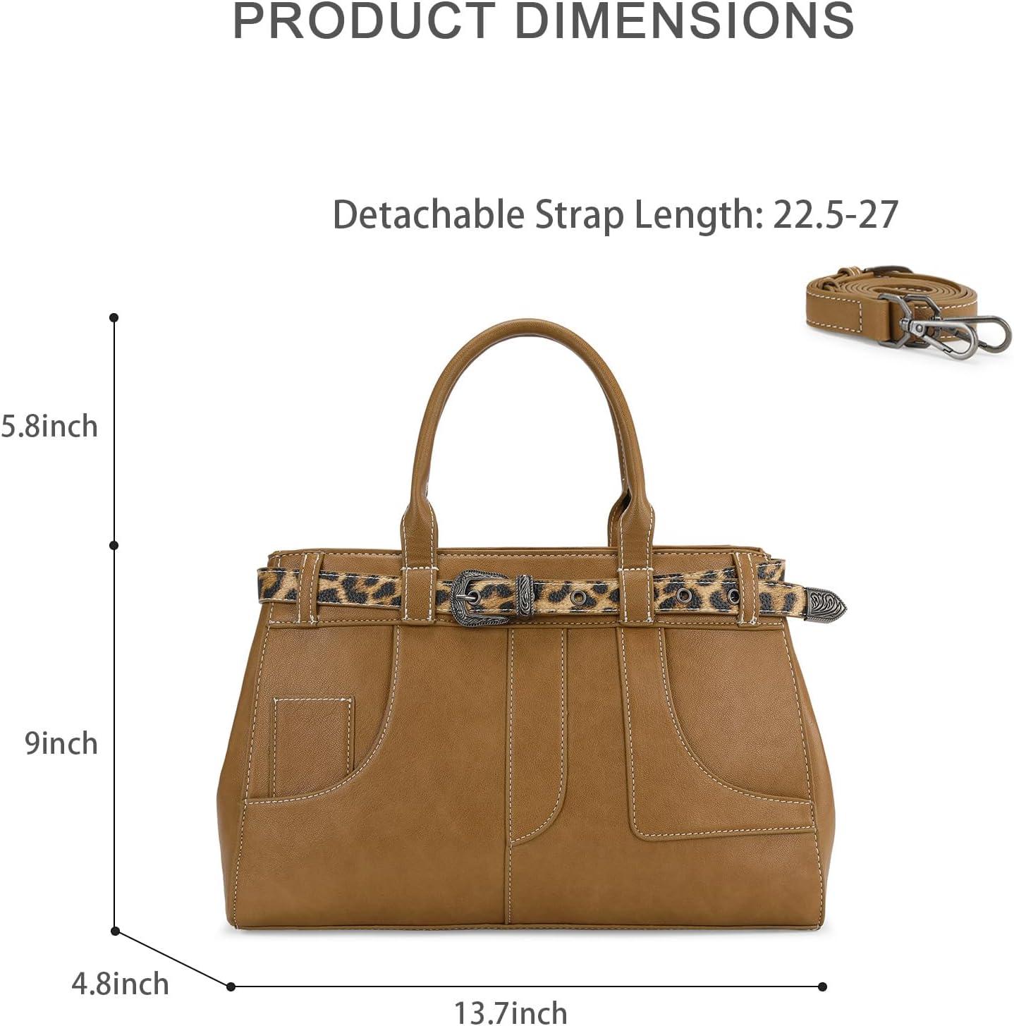 imageRetro Y2K Handbag Leopard Belt Tote Bag for Women with Crossbody StrapKhaki