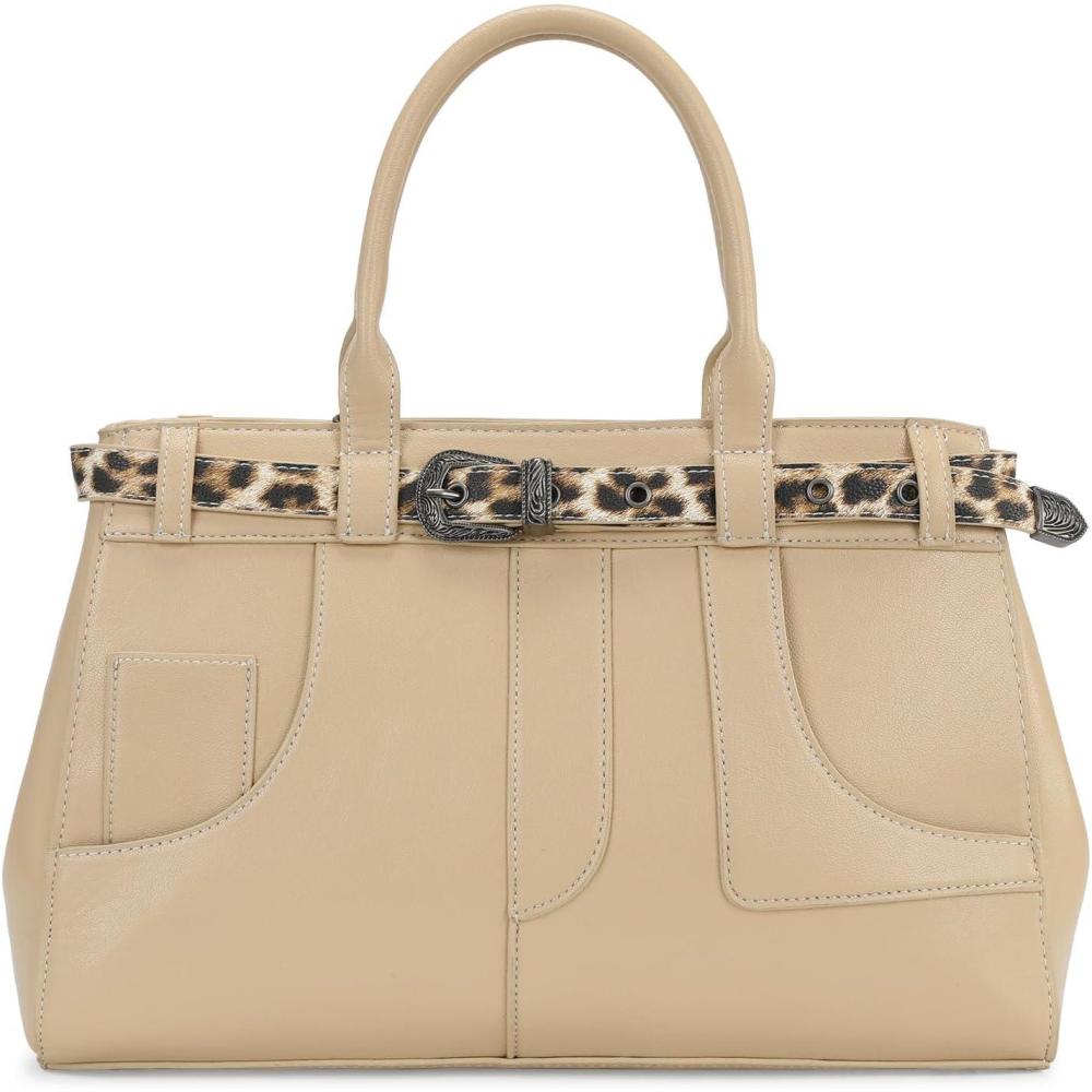 imageRetro Y2K Handbag Leopard Belt Tote Bag for Women with Crossbody StrapBeige