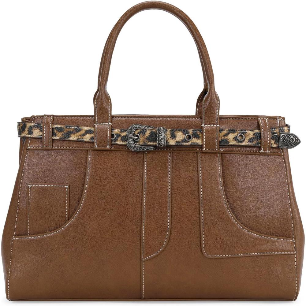 imageRetro Y2K Handbag Leopard Belt Tote Bag for Women with Crossbody StrapBrown