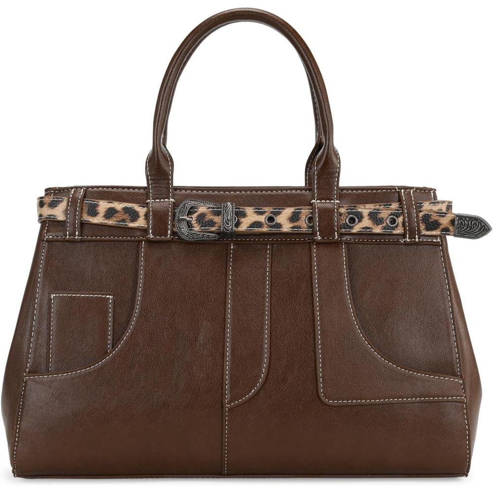 imageRetro Y2K Handbag Leopard Belt Tote Bag for Women with Crossbody StrapCoffee