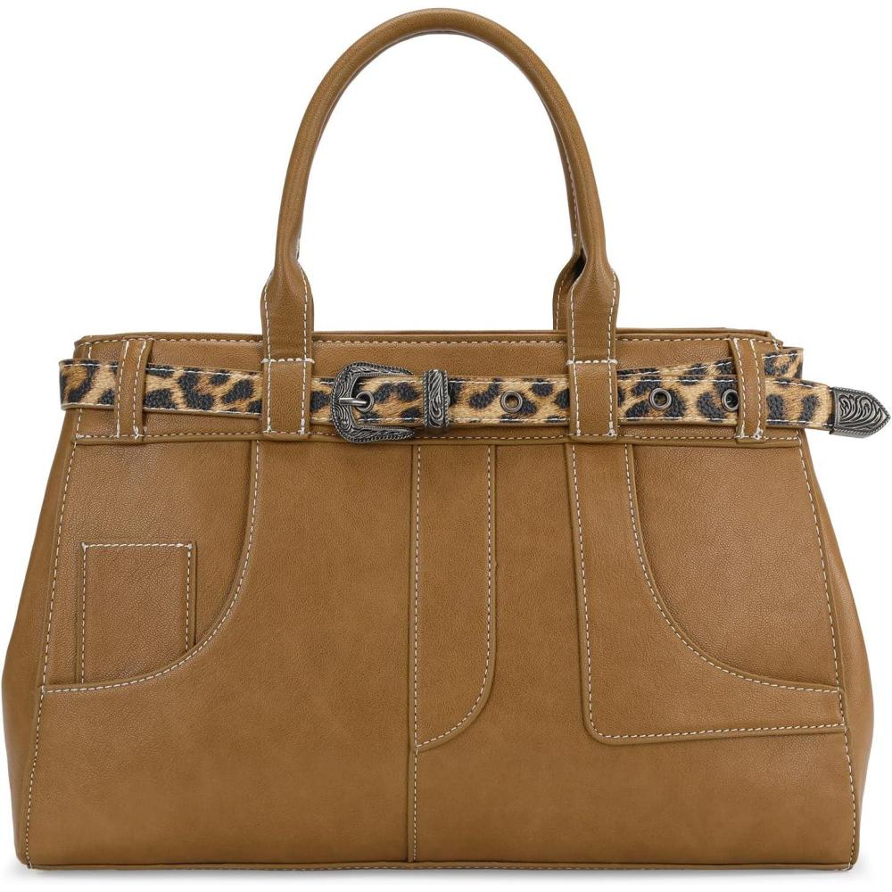 imageRetro Y2K Handbag Leopard Belt Tote Bag for Women with Crossbody StrapKhaki