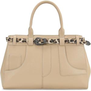 Retro Y2K Handbag Leopard Belt Tote Bag for Women with Crossbody Strap(Beige)
