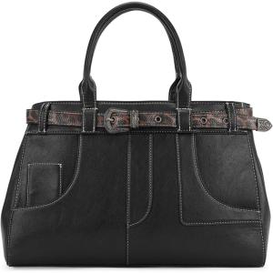 Retro Y2K Handbag Leopard Belt Tote Bag for Women with Crossbody Strap(Black)