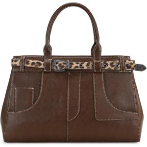 Retro Y2K Handbag Leopard Belt Tote Bag for Women with Crossbody Strap(Coffee)