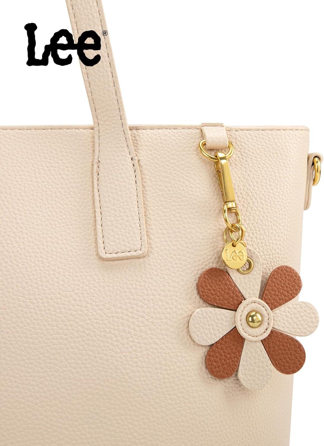 imageLee Large Tote Bag for Women Shoulder Bag Crossbody Satchel Purses Casual Handbag for Work Dating Birthday GiftsBeige