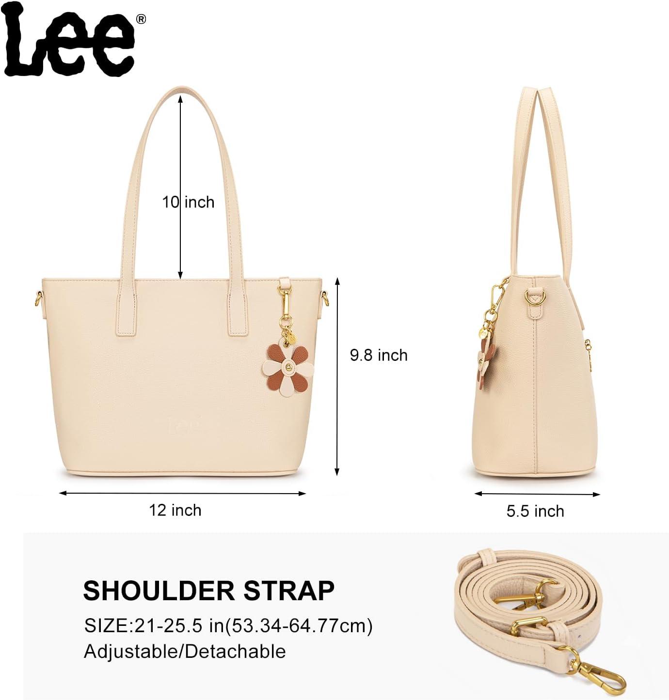 imageLee Large Tote Bag for Women Shoulder Bag Crossbody Satchel Purses Casual Handbag for Work Dating Birthday GiftsBeige