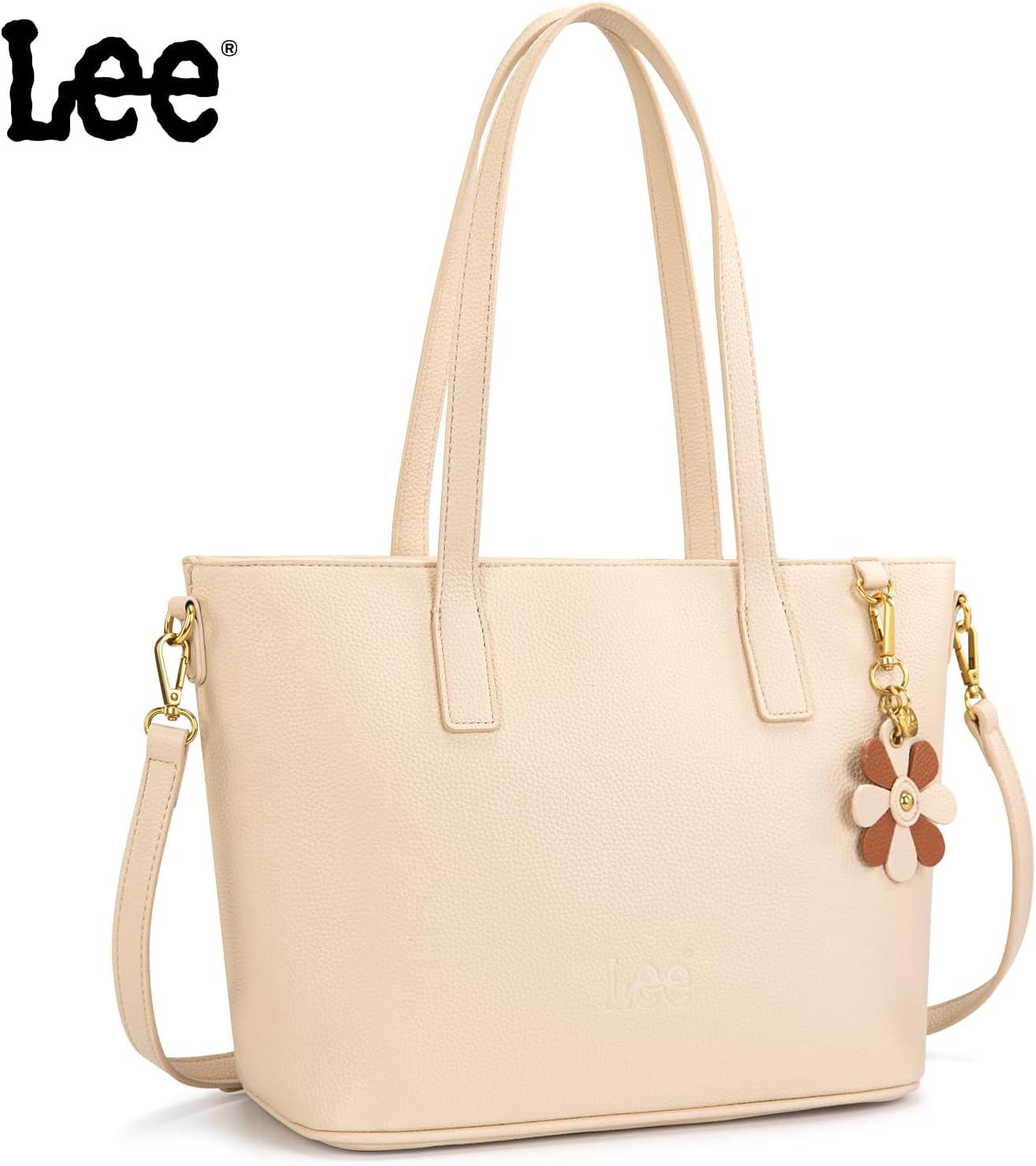 imageLee Large Tote Bag for Women Shoulder Bag Crossbody Satchel Purses Casual Handbag for Work Dating Birthday GiftsBeige