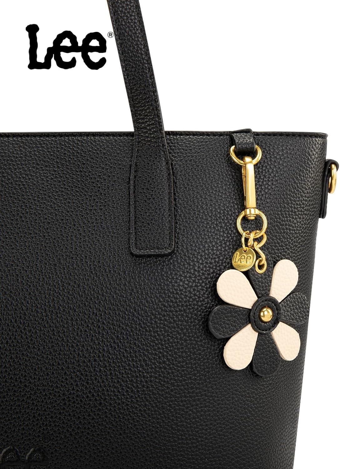 imageLee Large Tote Bag for Women Shoulder Bag Crossbody Satchel Purses Casual Handbag for Work Dating Birthday GiftsBlack