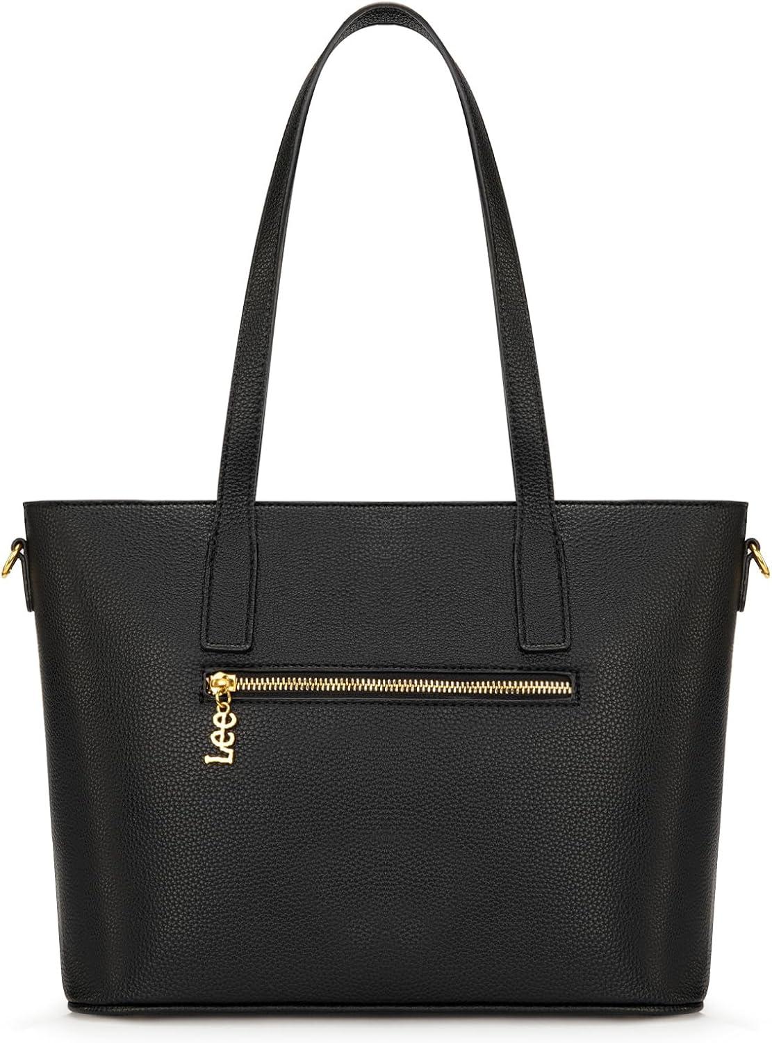 imageLee Large Tote Bag for Women Shoulder Bag Crossbody Satchel Purses Casual Handbag for Work Dating Birthday GiftsBlack