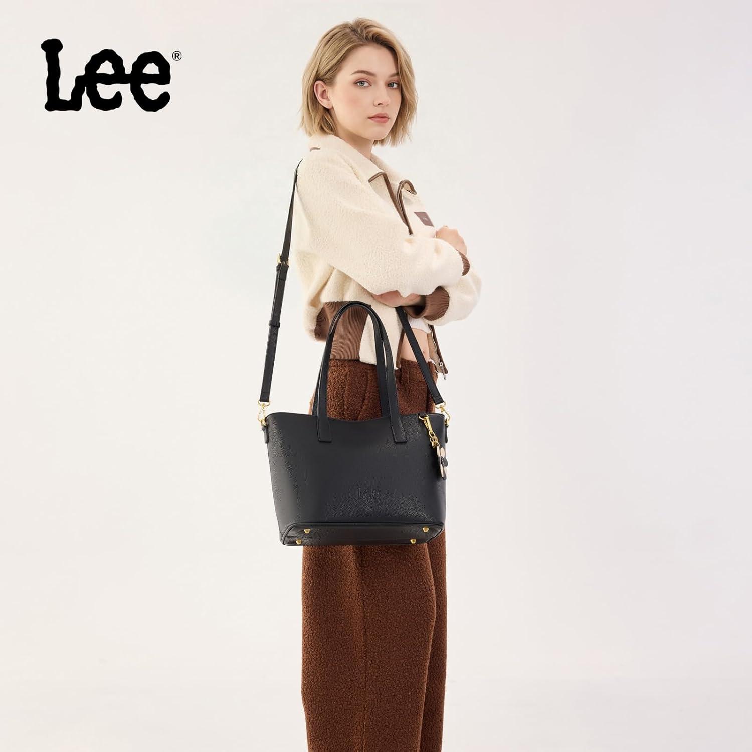imageLee Large Tote Bag for Women Shoulder Bag Crossbody Satchel Purses Casual Handbag for Work Dating Birthday GiftsBlack
