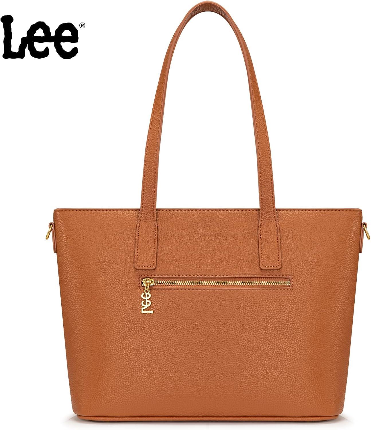 imageLee Large Tote Bag for Women Shoulder Bag Crossbody Satchel Purses Casual Handbag for Work Dating Birthday GiftsBrown