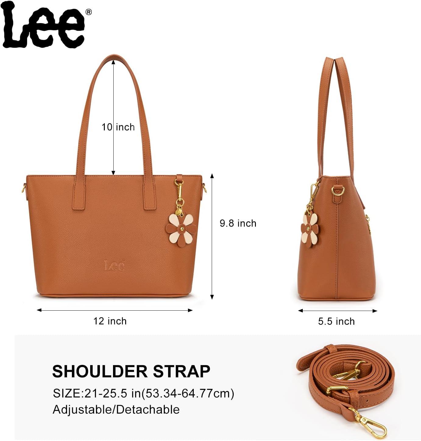 imageLee Large Tote Bag for Women Shoulder Bag Crossbody Satchel Purses Casual Handbag for Work Dating Birthday GiftsBrown