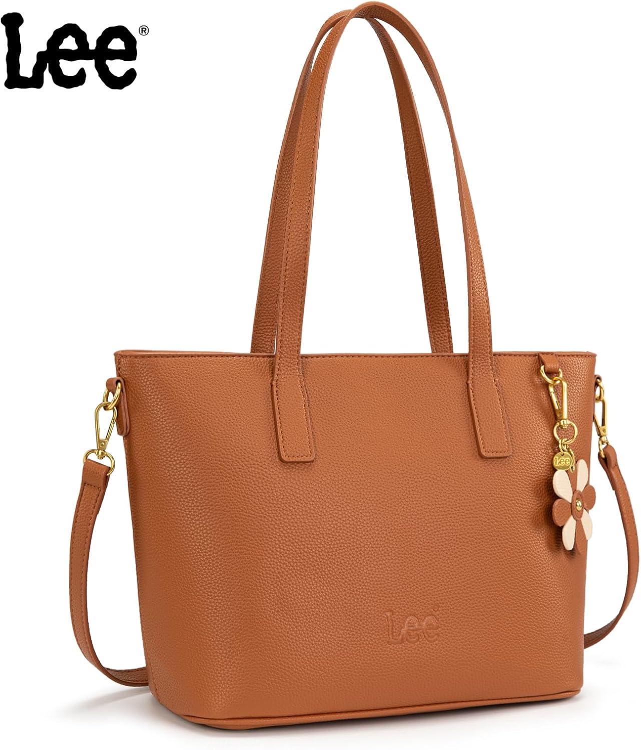 imageLee Large Tote Bag for Women Shoulder Bag Crossbody Satchel Purses Casual Handbag for Work Dating Birthday GiftsBrown